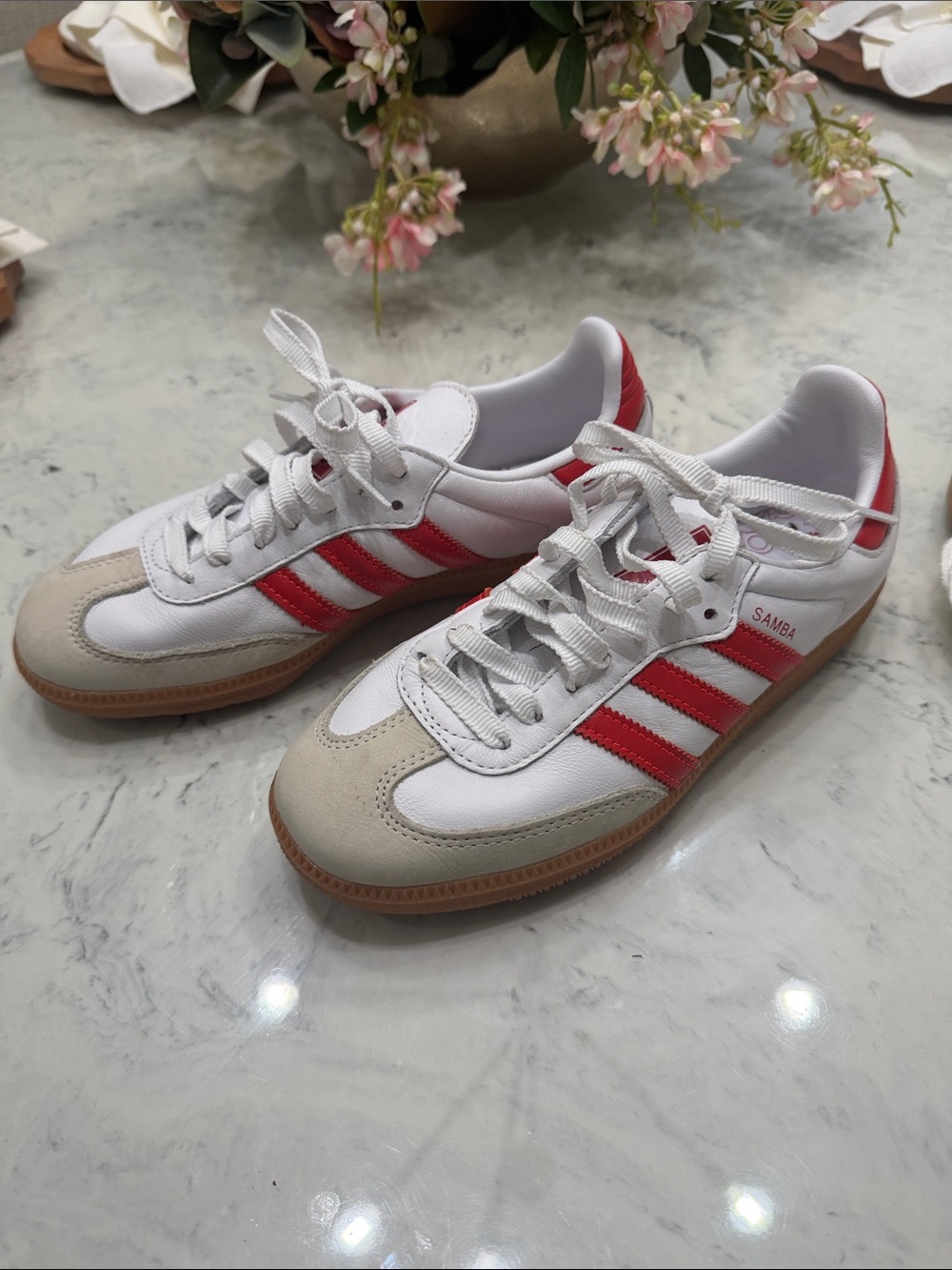 adidas Kids Samba White & Red Retro Sneakers